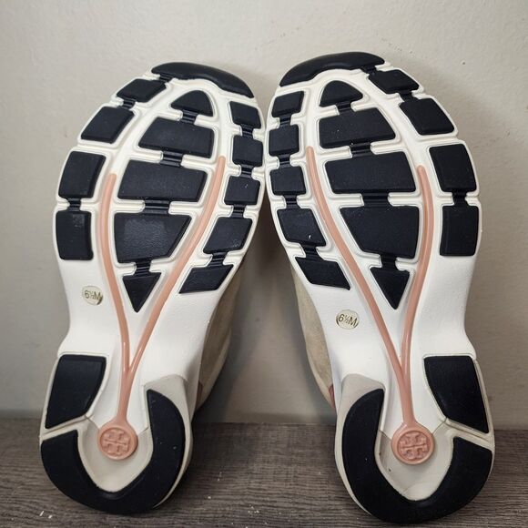 Tory Burch Good Luck Trainer Sneakers Pick Tan Suede Shoes Womens Size 6.5 - Picture 12 of 16